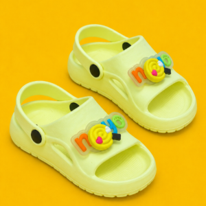 Neyo Kids Lime Green Lightweight EVA Clogs with Cute Charms