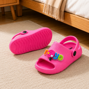 Neyo Kids Pink Lightweight EVA Clogs with Cute Charms